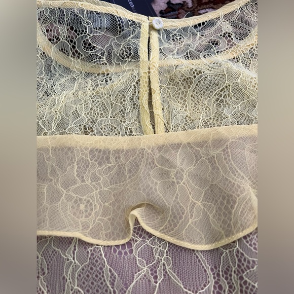 NWT BCBGMAXAZRIA BRIGHT CHARTREUSE MARAE TIERED LACE TOP - Picture 5 of 9